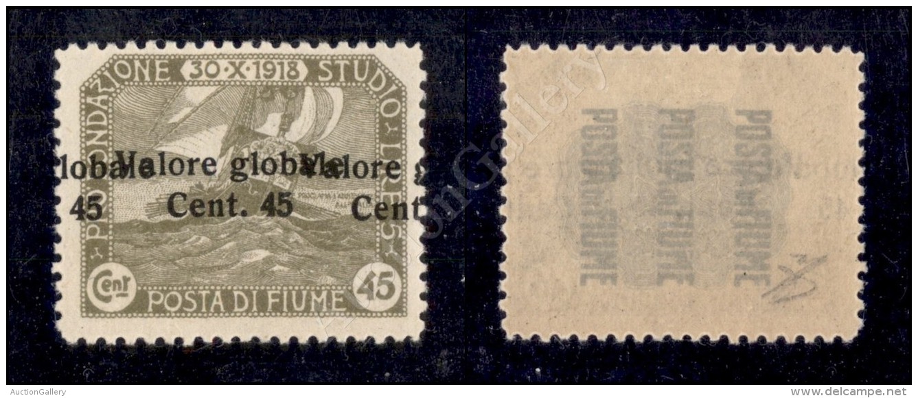 Fiume - 1920 - 45 Cent Su 45 Oliva (112a) Con Doppia Soprastampa Nuovo Con Gomma Integra (1.650) - Andere & Zonder Classificatie