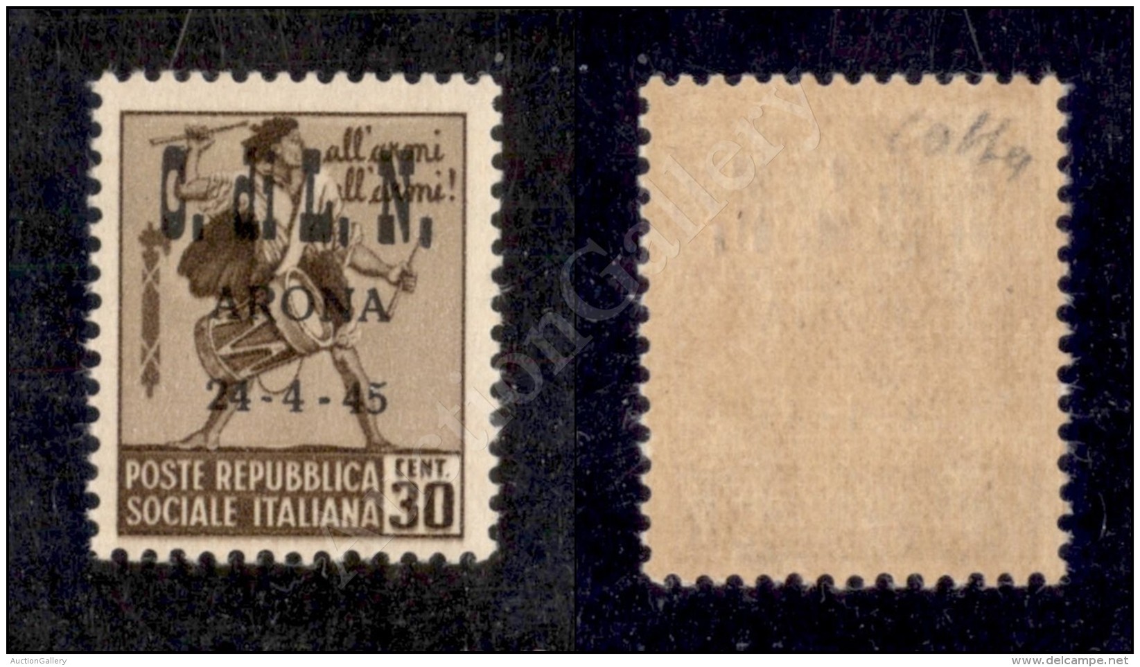 Arona - 1945 - 30 Cent (17 - Senza Filigrana) Nuovo Con Gomma Integra - Colla (3.500) - Other & Unclassified