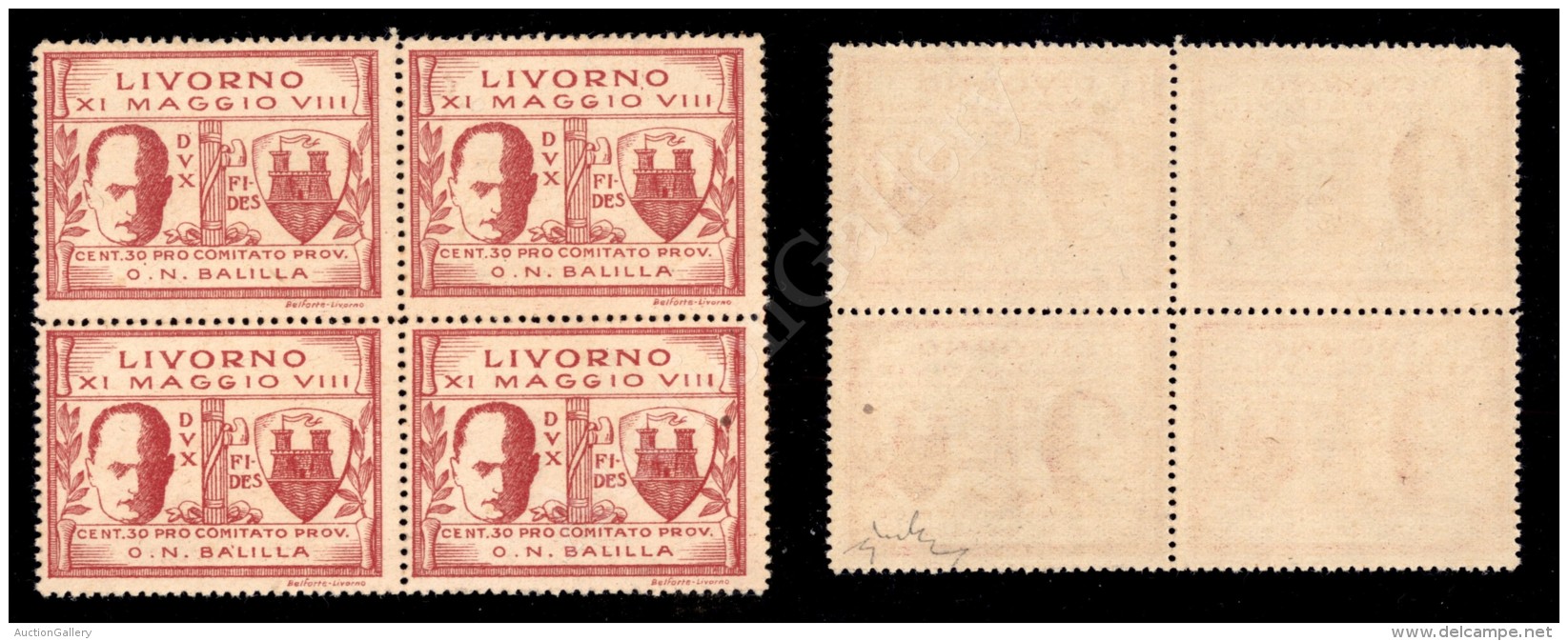 Livorno -1930 - 30 Cent (tre 1 + 1c) In Quartina Nuova Con Gomma Integra - Trattino In Pos. 3 (1.750+) - Sonstige & Ohne Zuordnung