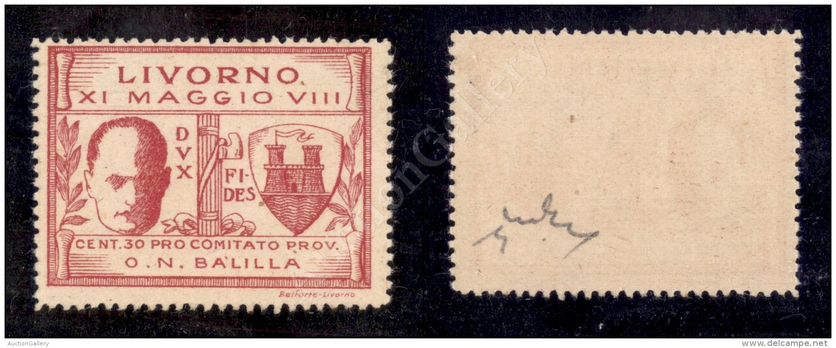 Livorno -1930 - 30 Cent (1d) Con Foglia Spezzata E Trattino Nuovo Con Gomma Integra (1.250) - Sonstige & Ohne Zuordnung