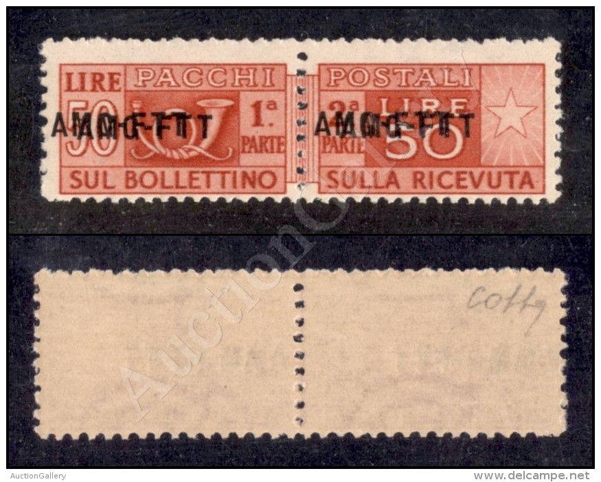 1950 - 50 Lire (21b/ba - Pacchi Postali) Con Doppia Soprastampa Nuovo Con Gomma  Integra - Cert. Colla (1.400) - Other & Unclassified