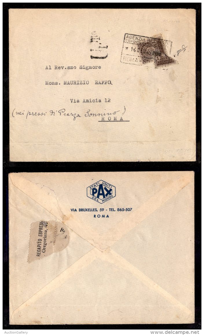 1 Lira (7 - Recapito) - Singolo + Frazionato Su Busta Per Citt&agrave; - Roma 14.6.47 - Sonstige & Ohne Zuordnung