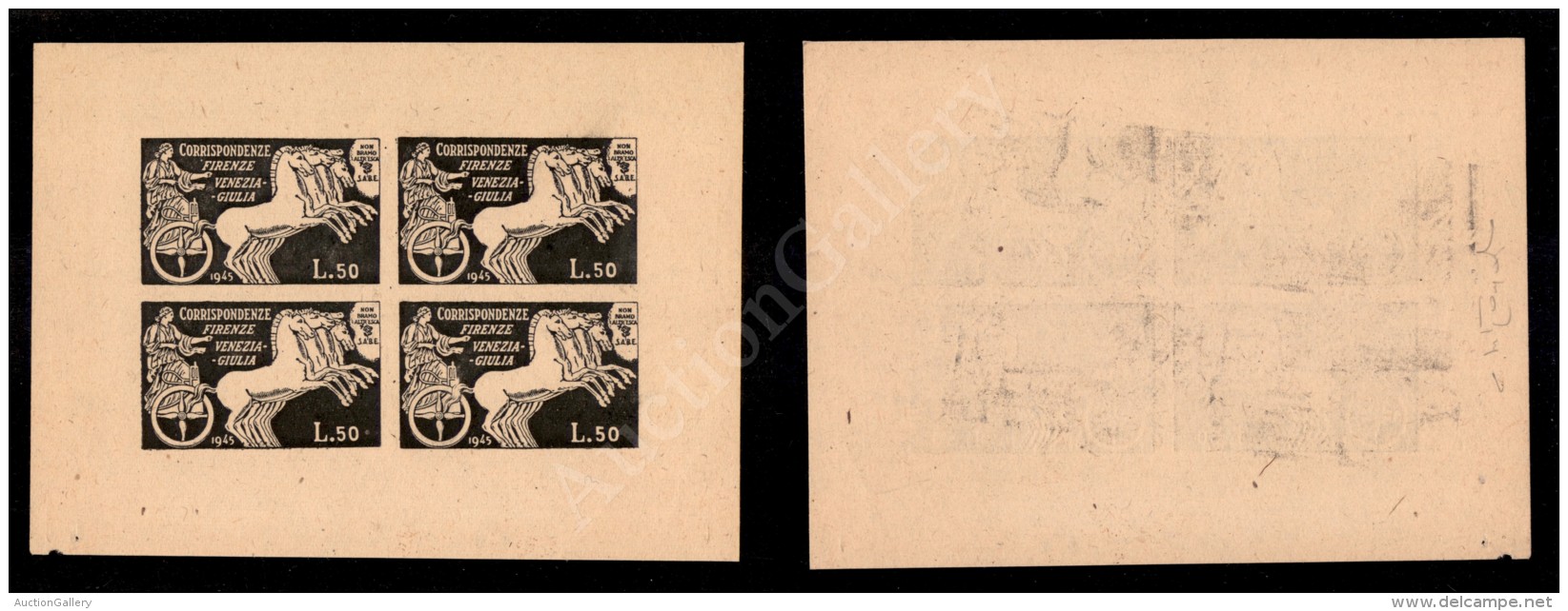 1945 - Prove - Foglietto Del 50 Lire (15) In Nero - Cert. Oro Raybaudi - Sonstige & Ohne Zuordnung