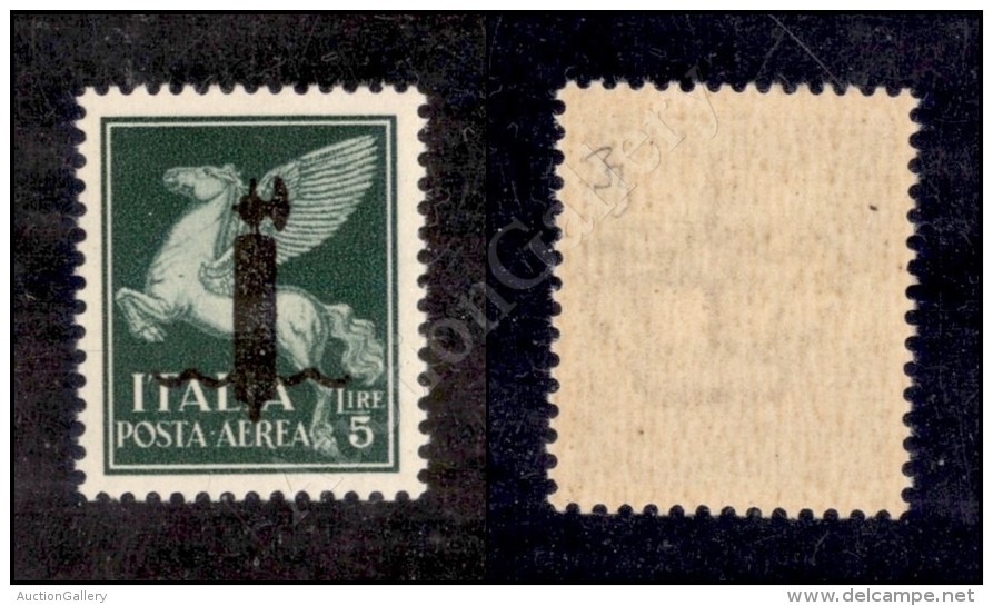 1944 - Saggi - 5 Lire (P12A - Aerea) Con Fascio Nero - Nuovo Con Gomma Integra - G. Colla (6.000) - Other & Unclassified