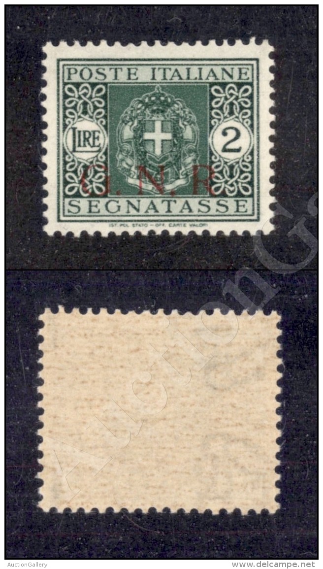 1943 - 2 Lire GNR (56/I - Segnatasse) Nuovo Con Gomma Integra (500) - Other & Unclassified