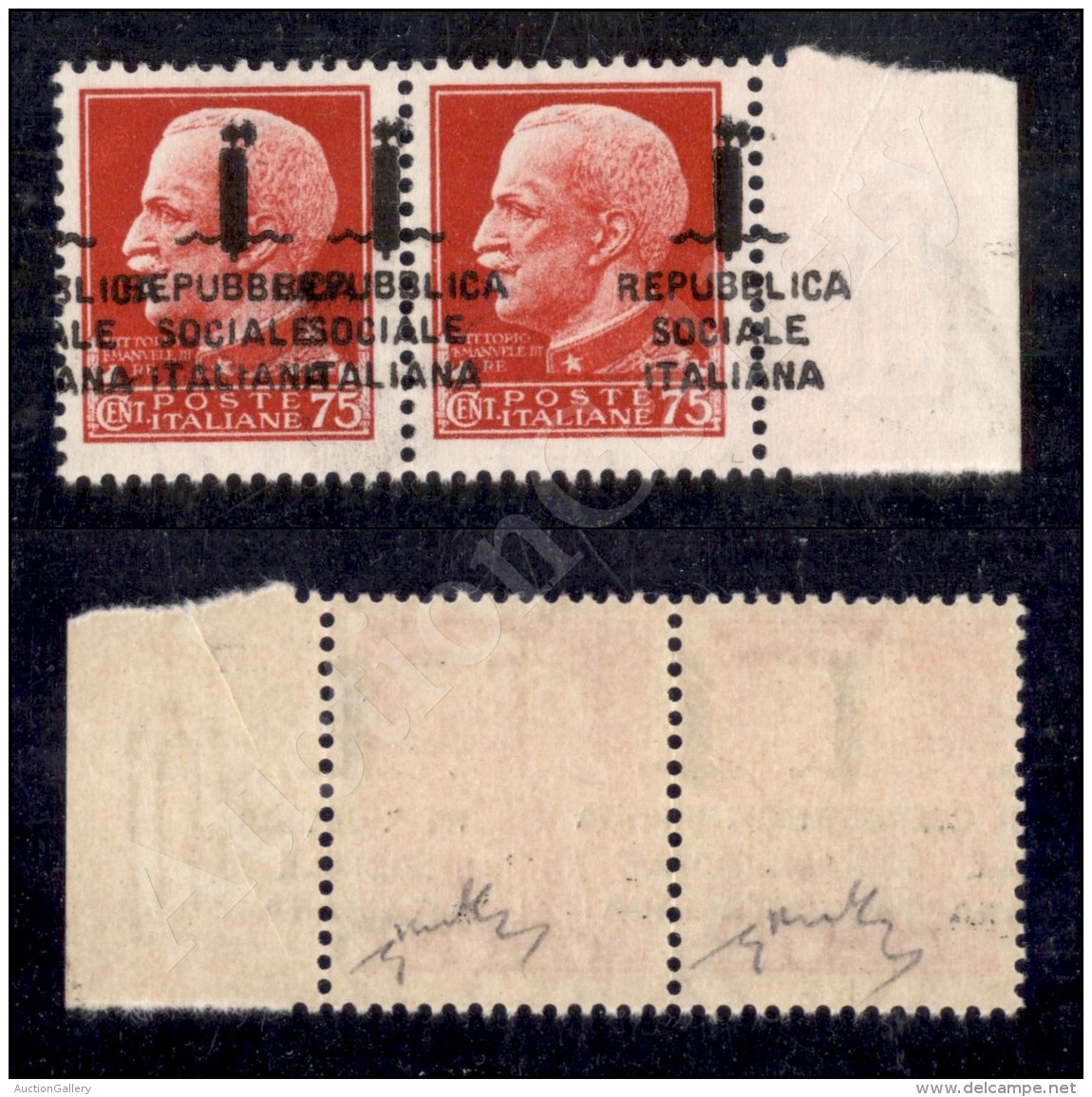 1944 - Firenze - Coppia Bordo Foglio Del 75 Cent (494oaa - Variet&agrave;) Con Soprastampa A Cavallo E Doppia... - Sonstige & Ohne Zuordnung