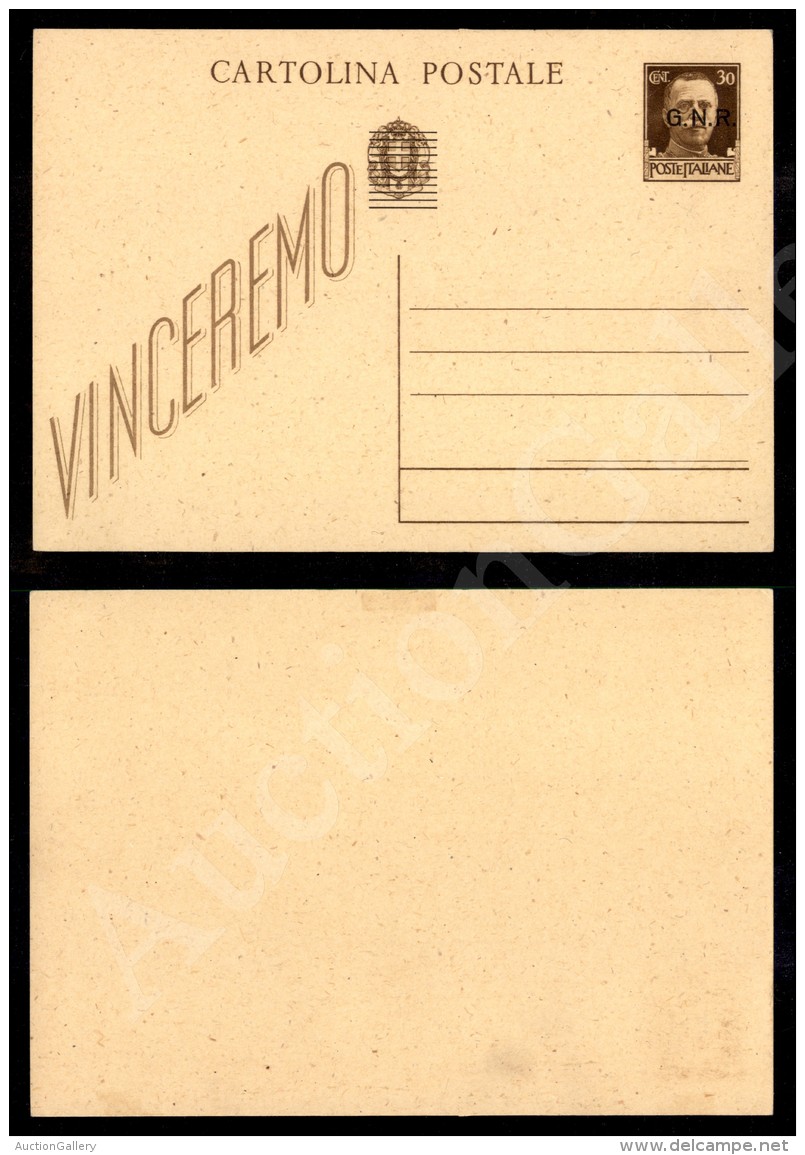 Cartolina Postale Da 30 Cent GNR (C102a) Con Punto Tondo Dopo G Nuova - Other & Unclassified