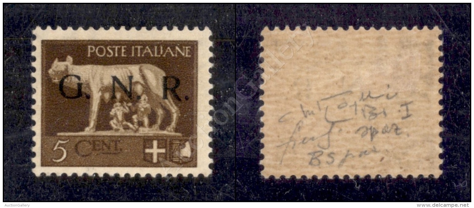 1943 - 5 Cent GNR (470/A - Spaziati) Nuovo Con Gomma - Fiecchi + Raybaudi (2.400) - Other & Unclassified