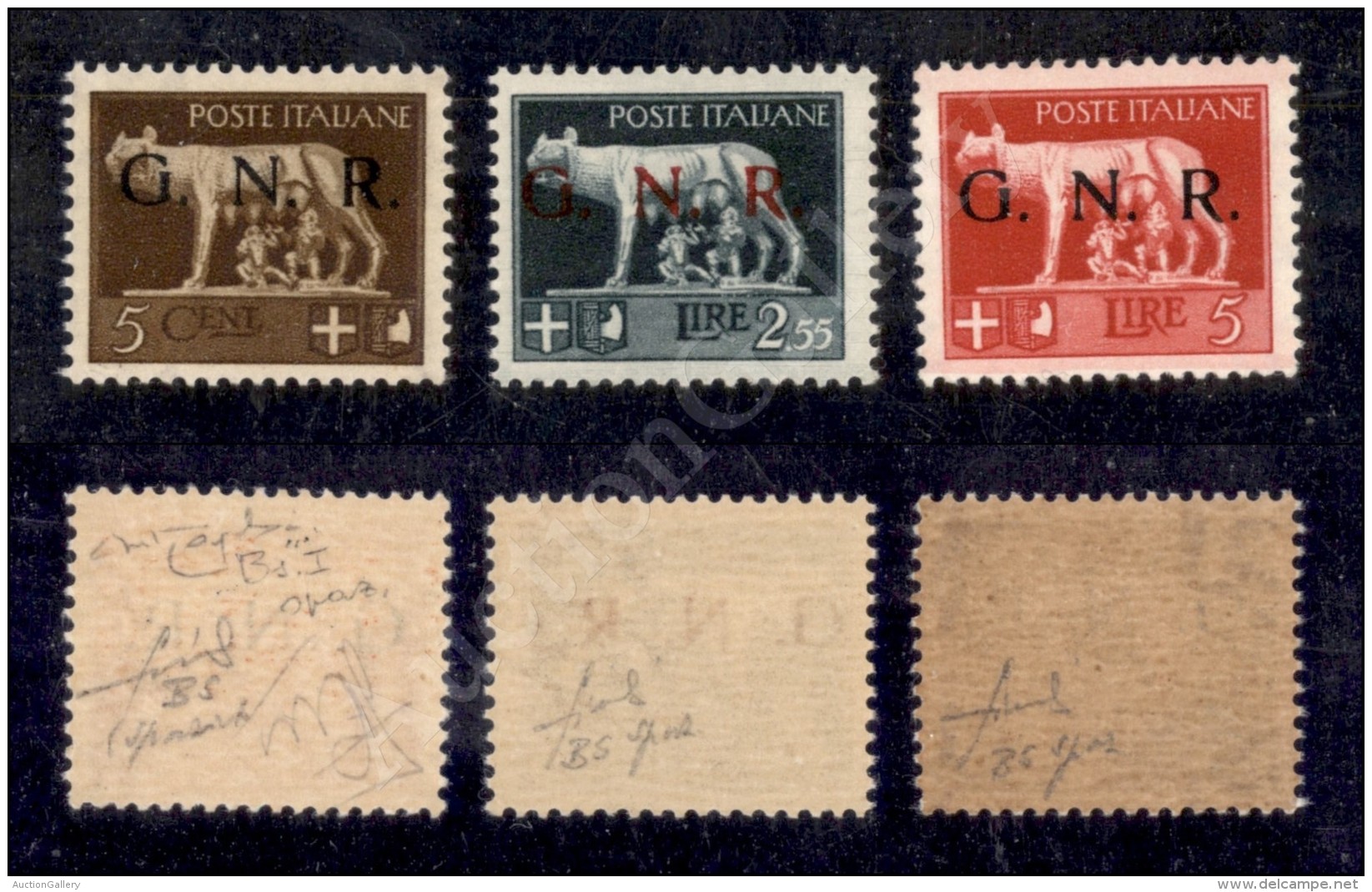 1943 - GNR Brescia - Spaziati (470/A + 483/A + 485/A) - Serie Completa - 3 Valori Nuovi Con Gomma Integra - Fiecchi... - Autres & Non Classés