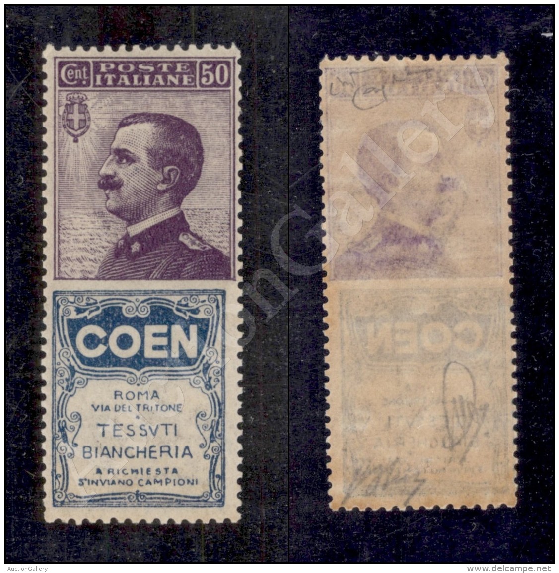 1924 - 50 Cent Coen (10 - Pubblicitari) Nuovo Con Gomma Integra - Ben Centrato - Oliva + Cert. Raybaudi (4.500) - Other & Unclassified