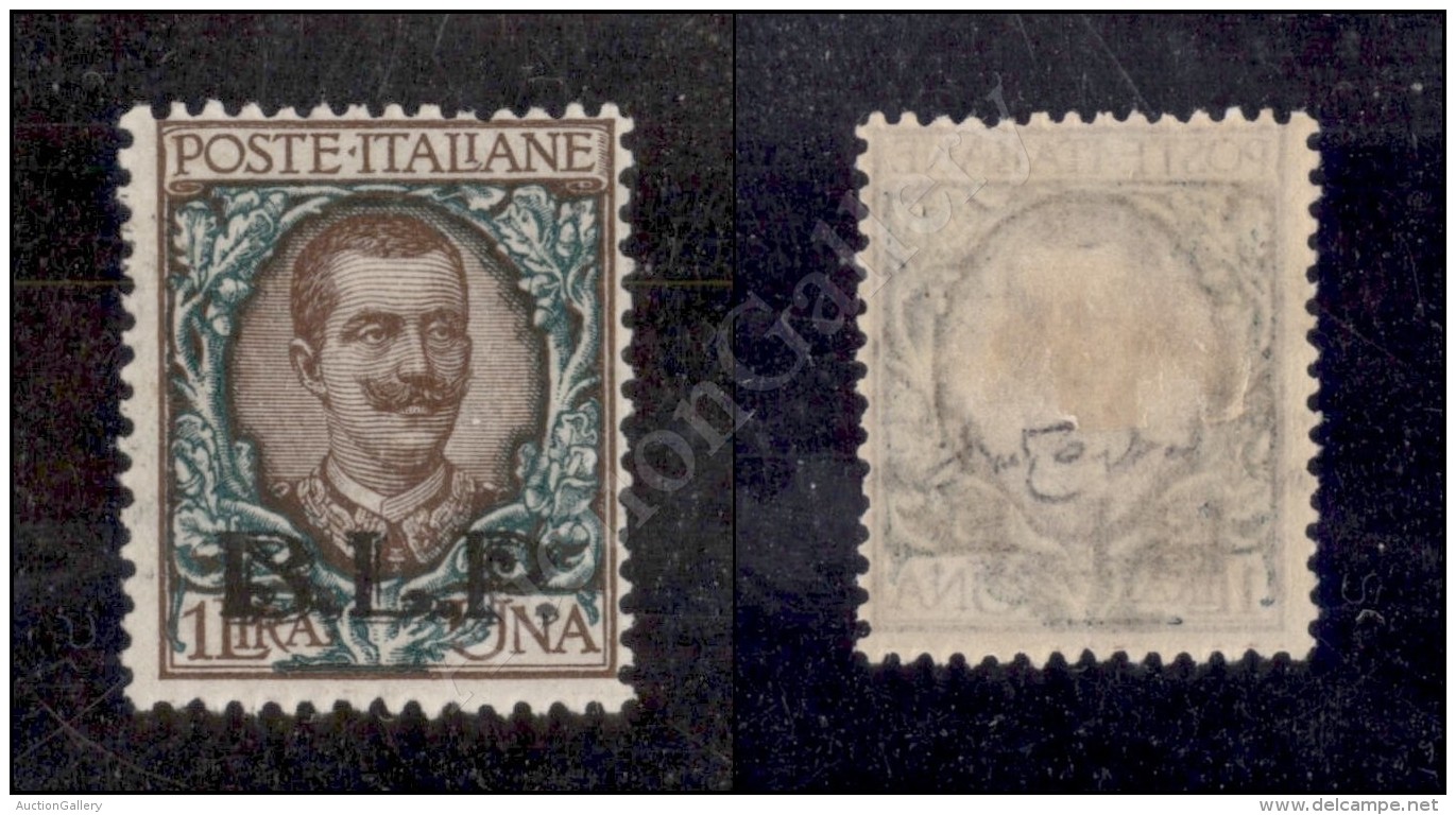1922 - 1 Lira BLP (12) Nuovo Con Gomma - Cert. Oro Raybaudi (4.500) - Sonstige & Ohne Zuordnung