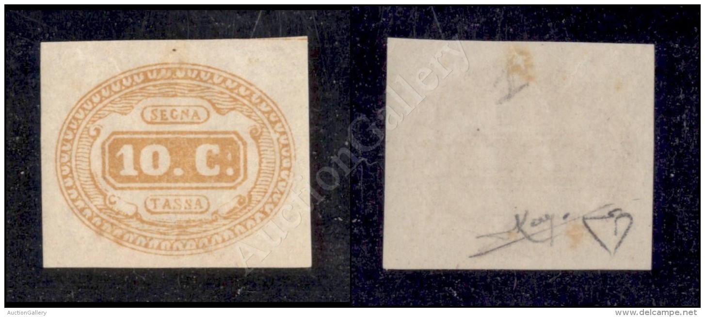 1863 - 10 Cent Giallo (1 - Segnatasse) Nuovo Con Gomma - Cert. Diena (2.500) - Other & Unclassified