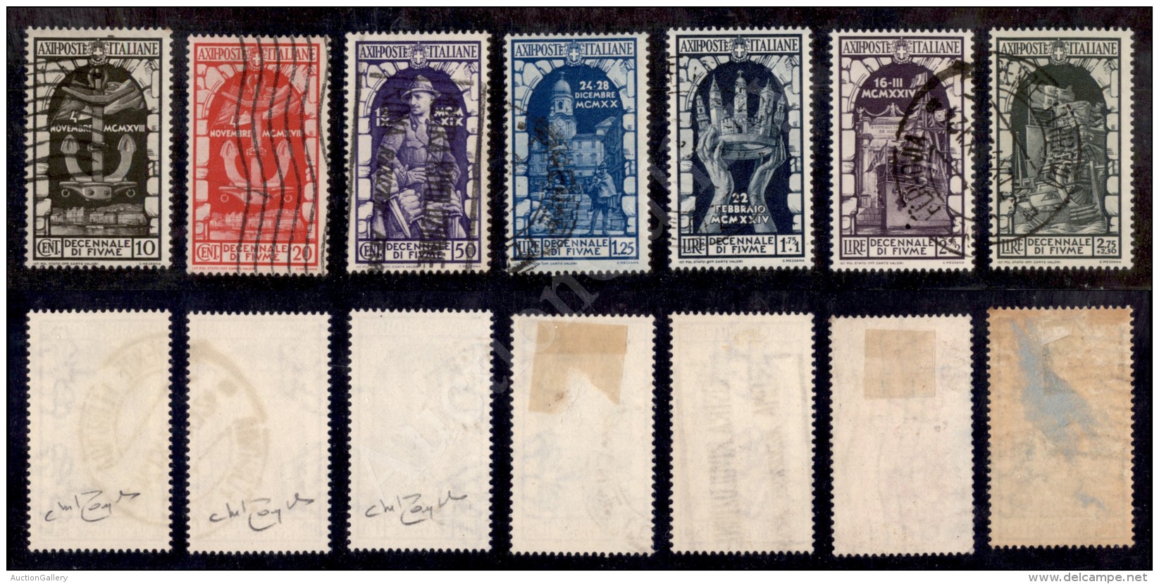 1934 - Annessione Di Fiume (350/356) - Serie Completa - 7 Valori - Cert. Raybaudi (220) - Other & Unclassified