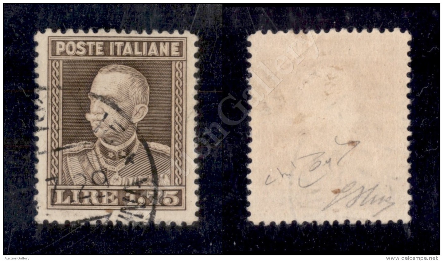 1929 - 1,75 Lire Bruno (242) Dentellato 13 1/2 - Oliva + Raybaudi + Cert. Bolaffi 100% (5.000) - Autres & Non Classés