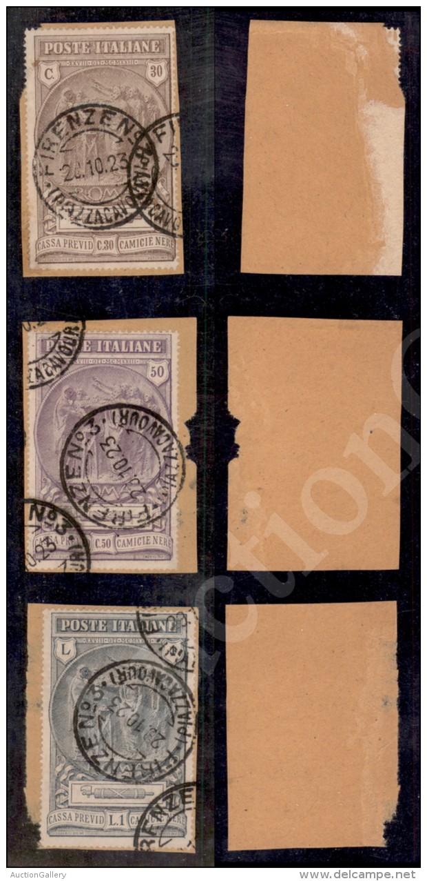 1923 - Camicie Nere (147/149) - Serie Completa Su 3 Frammenti Con Annulli Dell&rsquo;emissione - Firenze 29.10.23 - Other & Unclassified