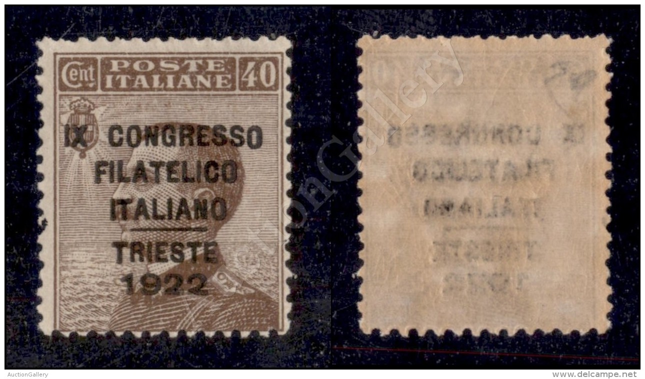 1922 - 40 Cent Congresso Filatelico (126d - I Allineate) Nuovo Con Gomma Integra - Diena (2.000) - Sonstige & Ohne Zuordnung