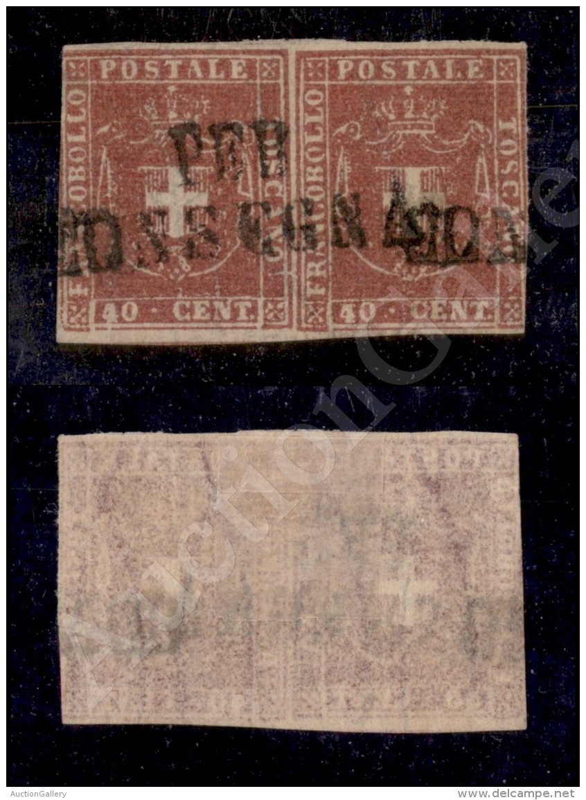 1860 - Coppia Del 40 Cent Carminio Scarlatto (21a) Stretta In Verticale - Per Consegna (3.250+) - Sonstige & Ohne Zuordnung