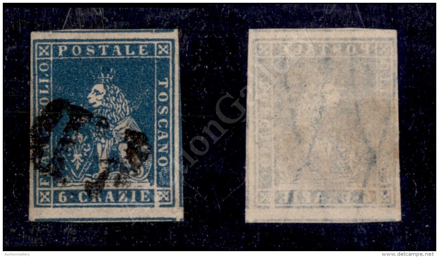 1857 - 6 Crazie Azzurro (15) Con Grandi Margini E Interspazio Di Gruppo In Basso - Molto Bello E Raro (425++) - Other & Unclassified