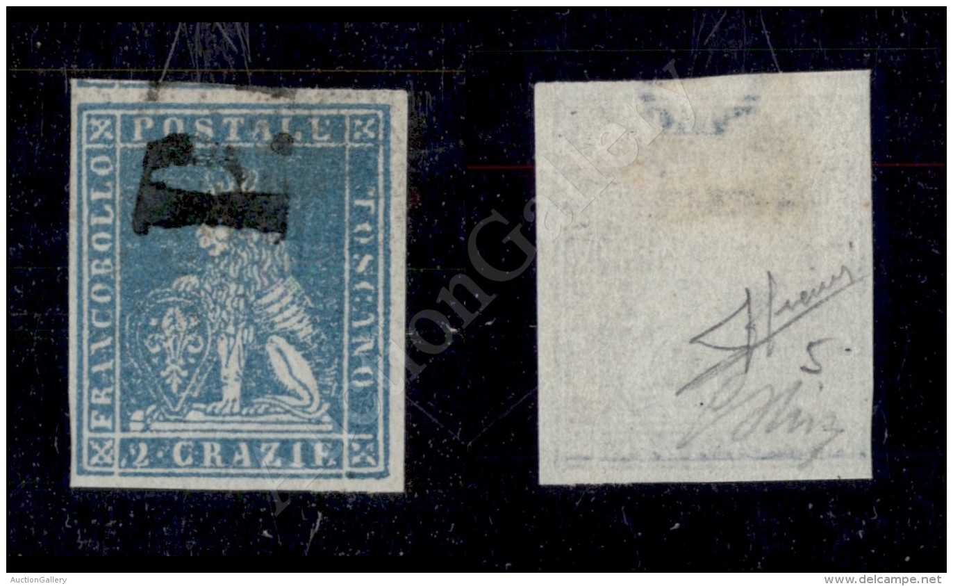 1851 - 2 Crazie Azzurro (5) - Con Grandi Margini - Molto Bello - Sorani (250+) - Other & Unclassified