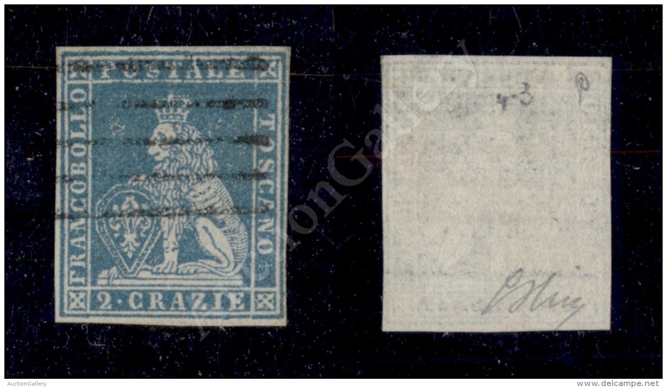 1851 - 2 Crazie Azzurro (5) - Molto Bello - Oliva (250) - Other & Unclassified