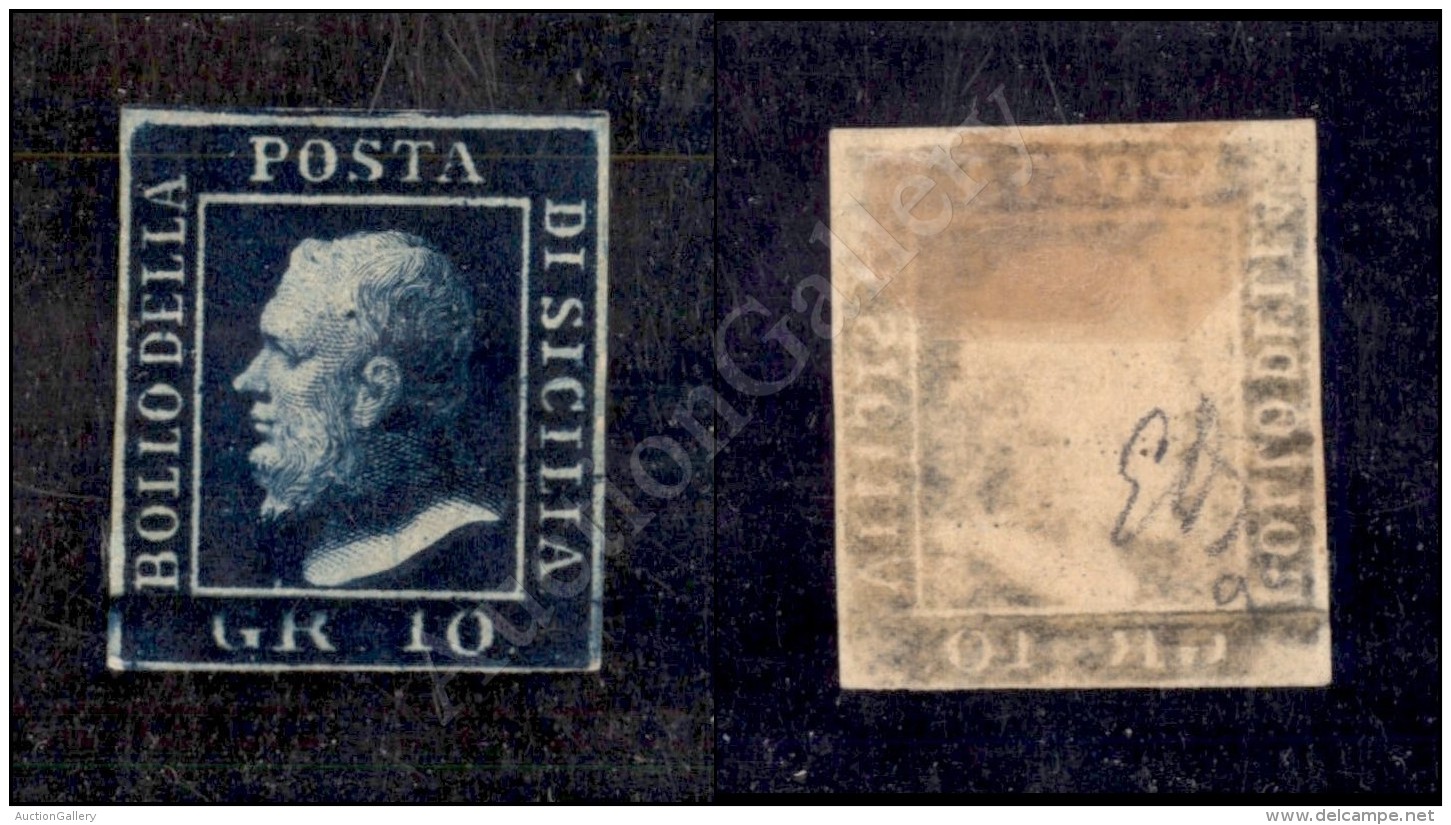 1859 - 10 Grana Indaco (12b) Nuovo Con Gomma - Stampa Oleosa/decalco - Diena (1.650+) - Otros & Sin Clasificación