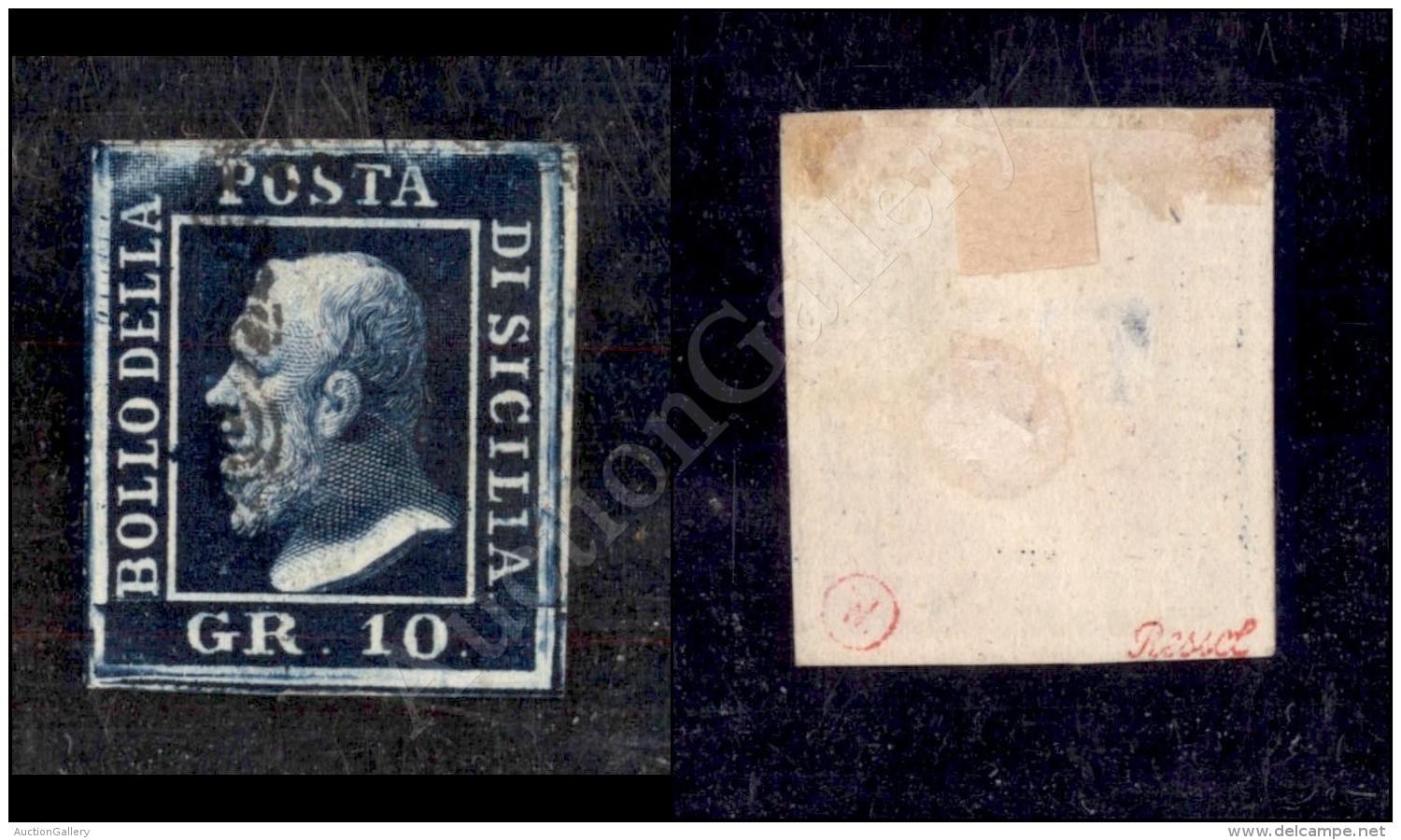 1859 - 10 Grana Indaco Nero (12a) Con Grandi Margini - Leggero Assottigliamento (4.000) - Other & Unclassified