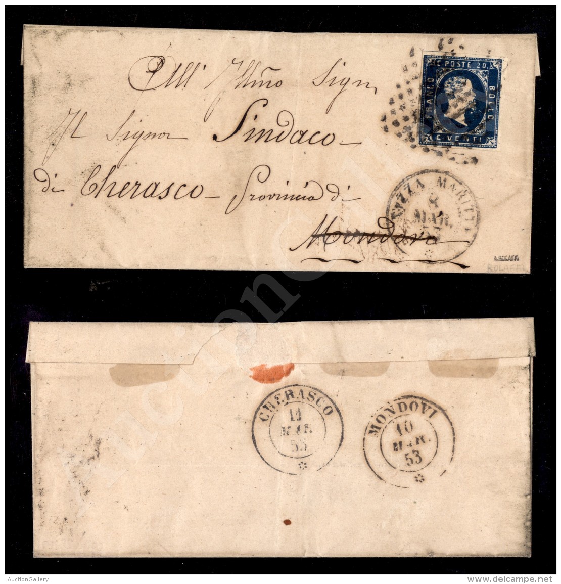 20 Cent Azzurro (2) Su Letterina Da Nizza A Cherasco Del 8.3.53 - Bolaffi (1.500) - Autres & Non Classés