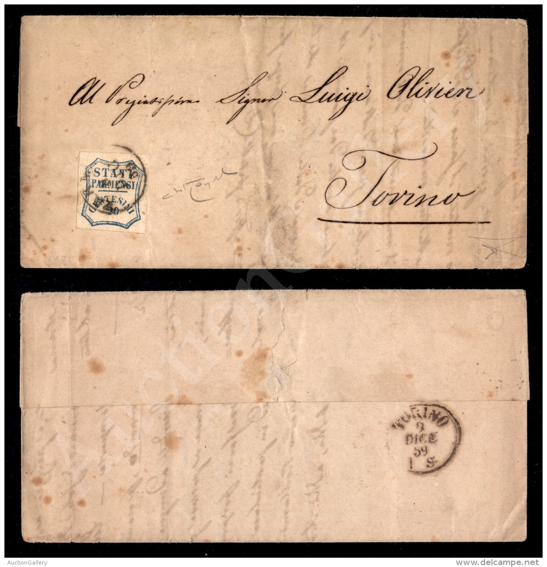 20 Cent Azzurro (15) Su Lettera Da Parma A Torino Del 8.12.59 - Molto Bella - Cert. Bottacchi (2.500) - Autres & Non Classés