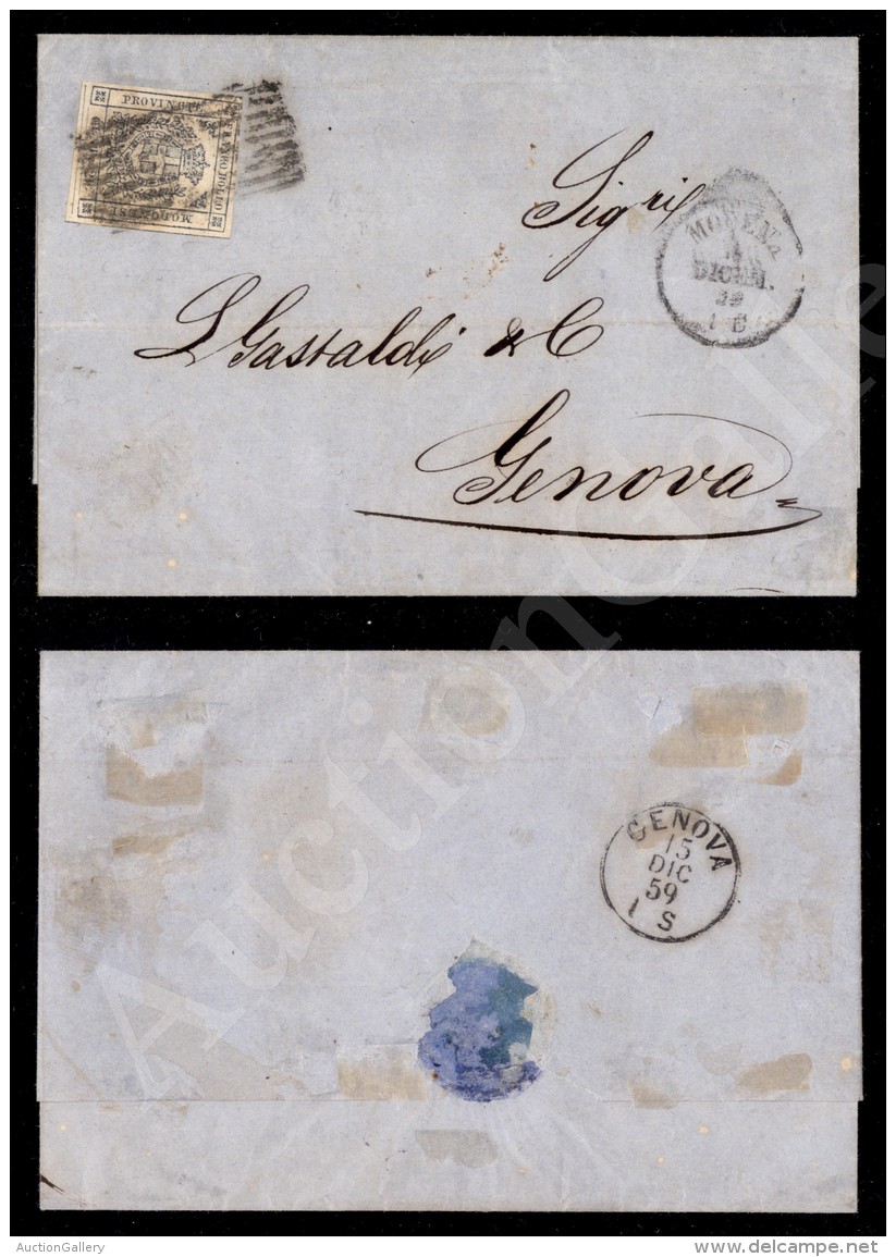 20 Cent Ardesia (15) Isolato Su Lettera Da Modena A Genova Del 14.12.59 (2.000) - Otros & Sin Clasificación