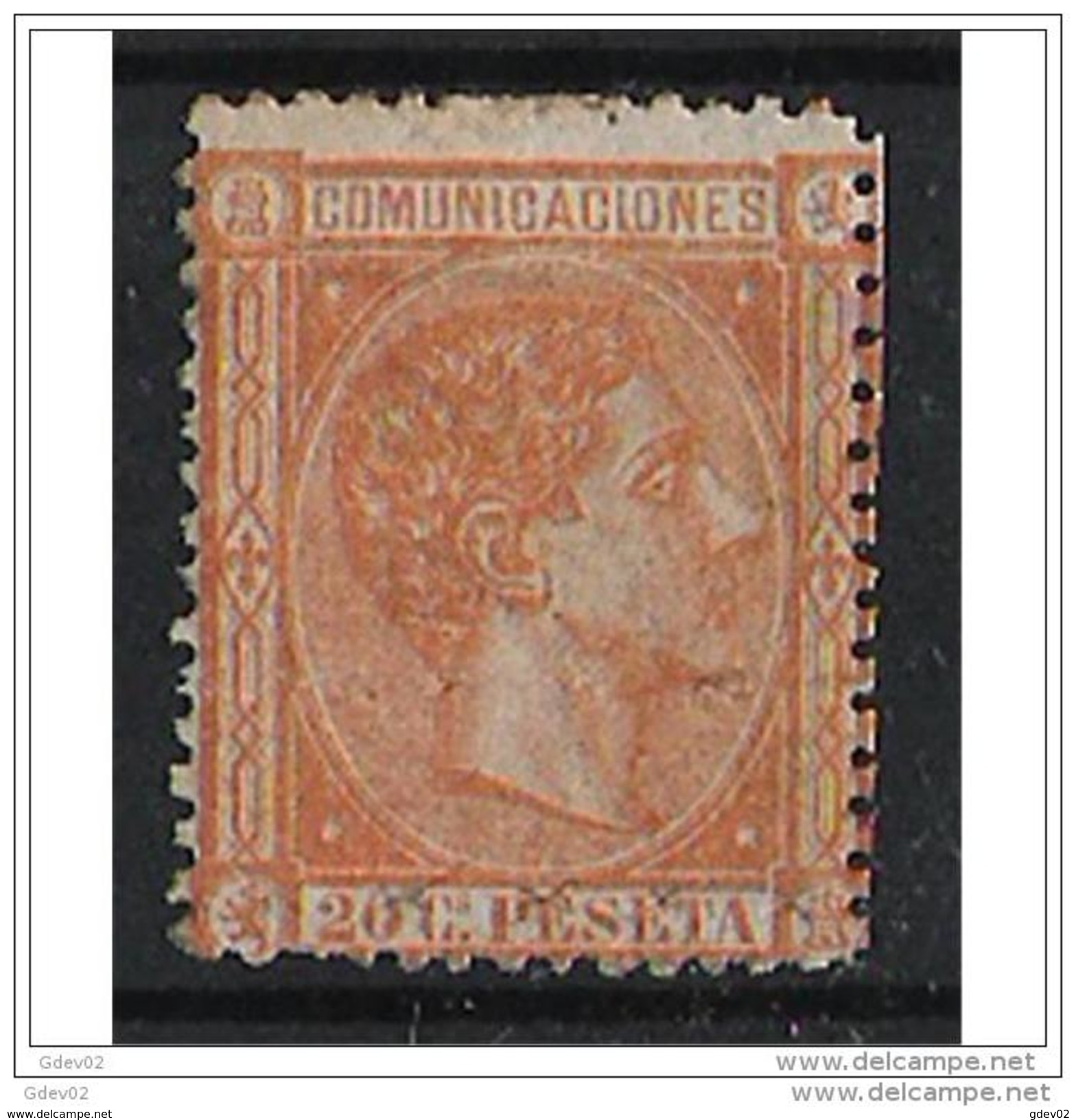 ES165STV-LFT***165S.España.Spain. Espagne.REY ALFONSO Xll .1875.(Ed 175**)  Sin  Charnela - Neufs