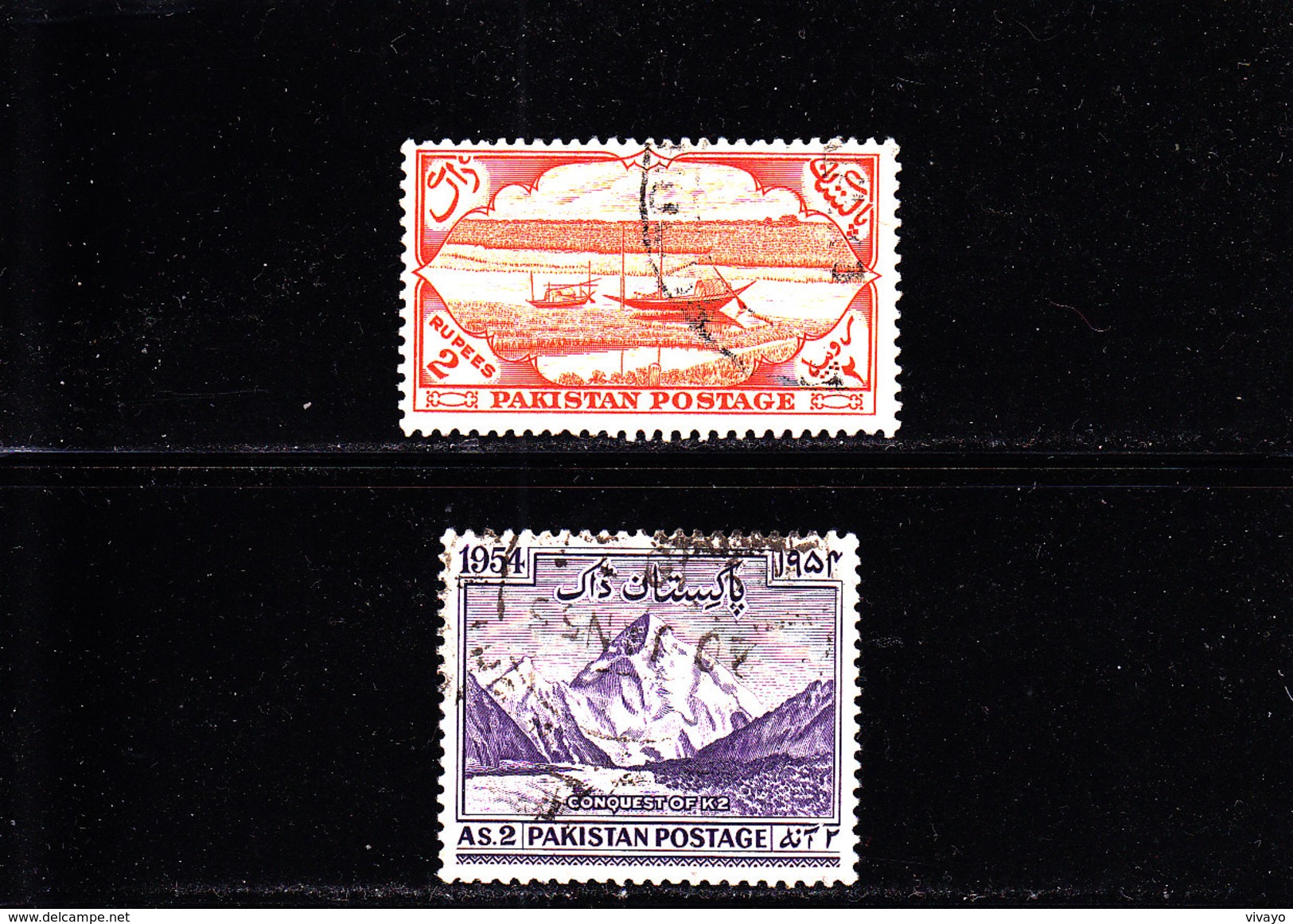 1954 - PAKISTAN - O/FINE CANCELLED - EAST BENGALA , MOUNTAIN SPORT K-2   Mi/Yv 71, 72 - Pakistan