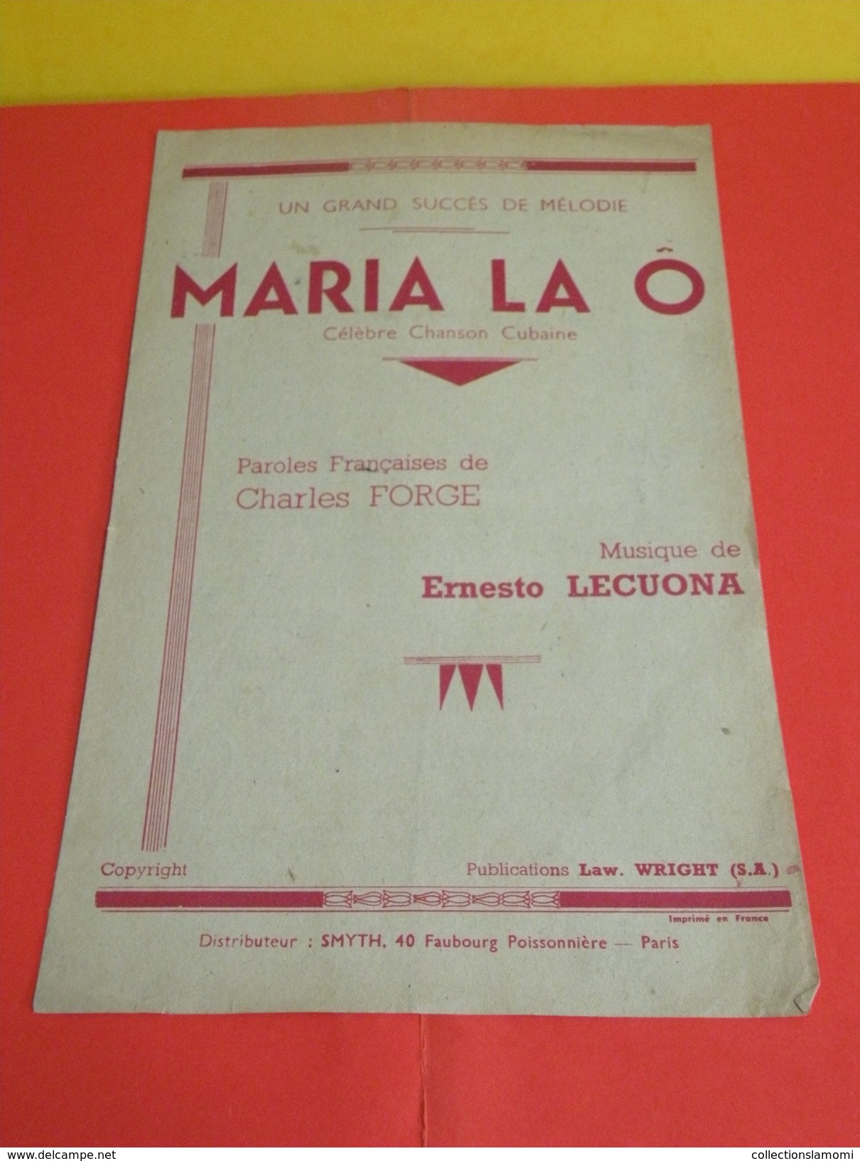 Musique & Partitions > Chansonniers > Maria La ô, Chanson Cubaine, Charles Forge Musique Ernesto Lecuona - Chansonniers