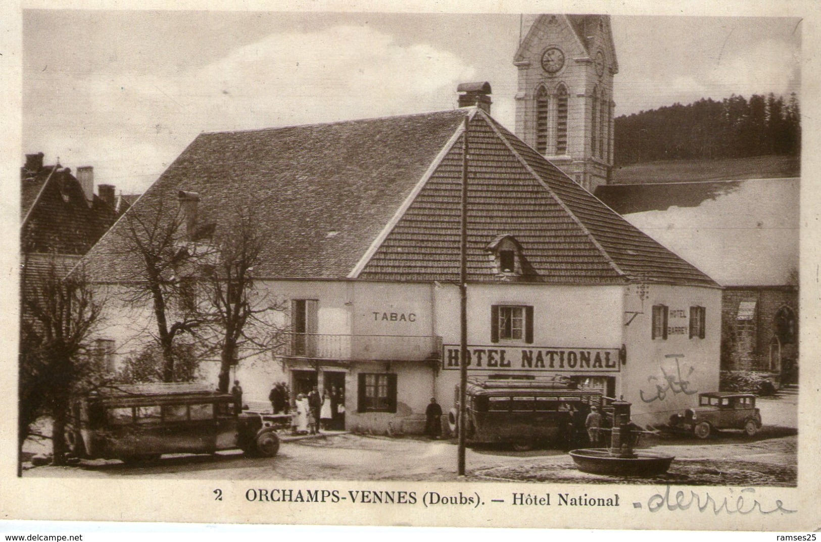 (doubs)  CPA Orchamps Vennes  Hotel National    (bon Etat) - Autres & Non Classés