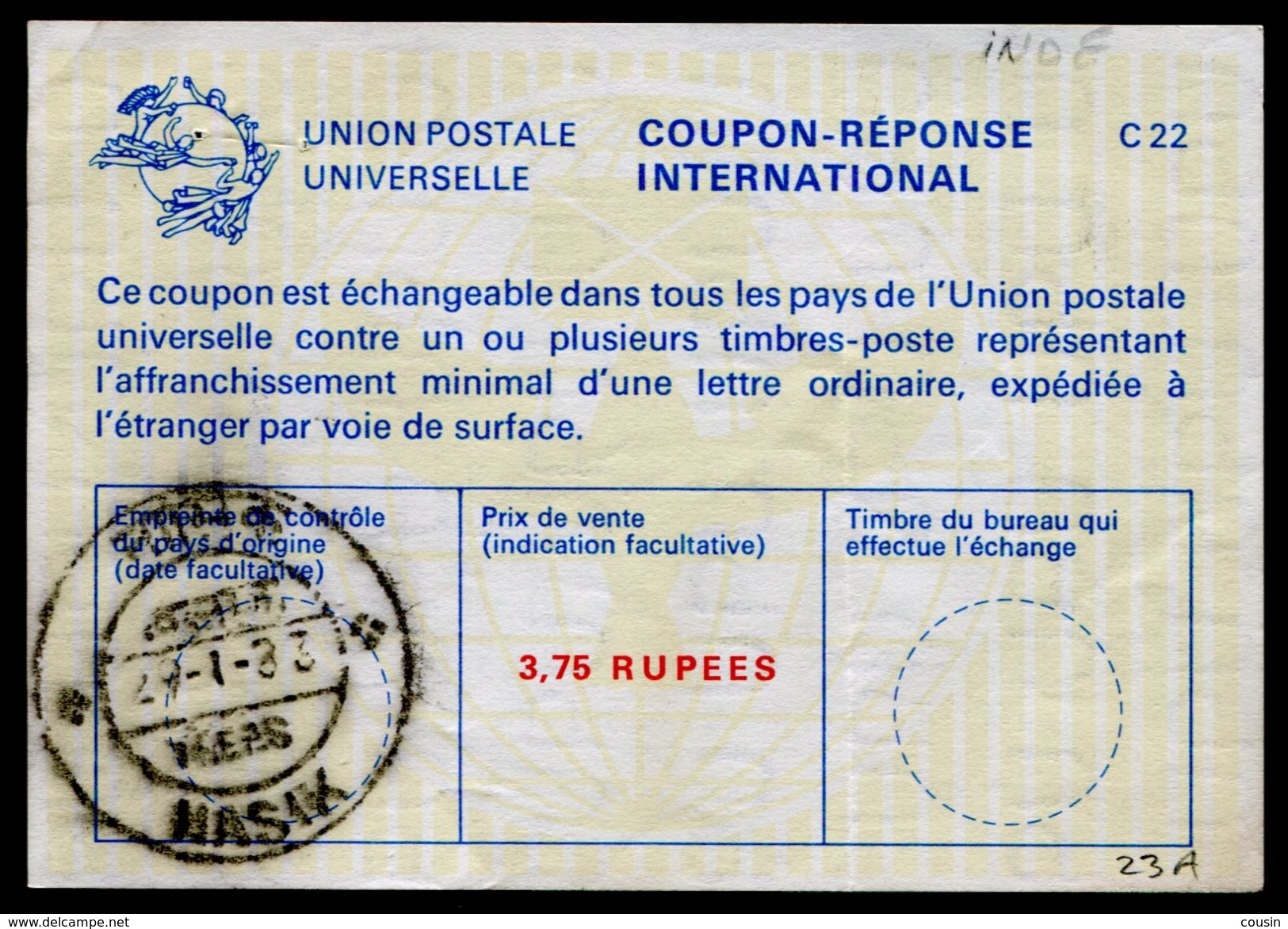 INDE  International Reply Coupon / Coupon Réponse International - Ohne Zuordnung