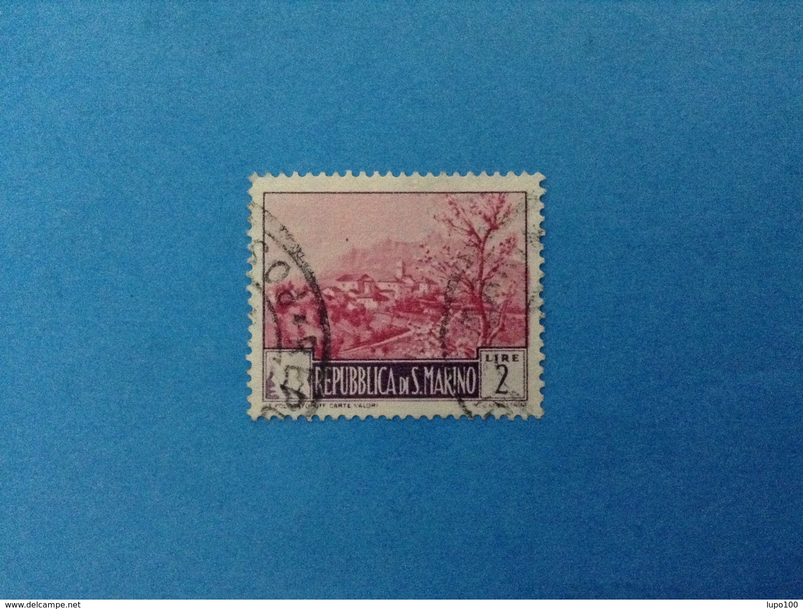 1949 SAN MARINO FRANCOBOLLO USATO STAMP USED - PAESAGGI 2 Lire - - Usati