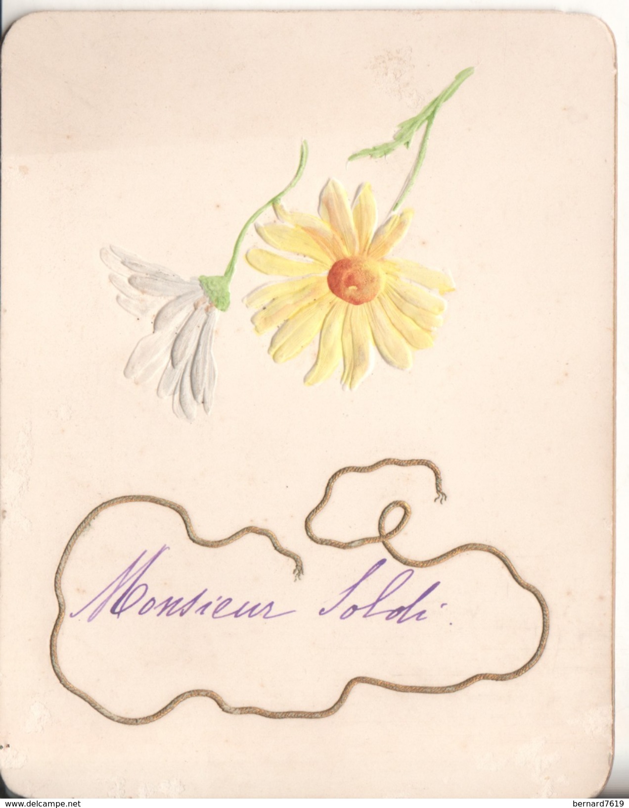 Carton Carte  Chromo  Fleur En Relief - Other & Unclassified