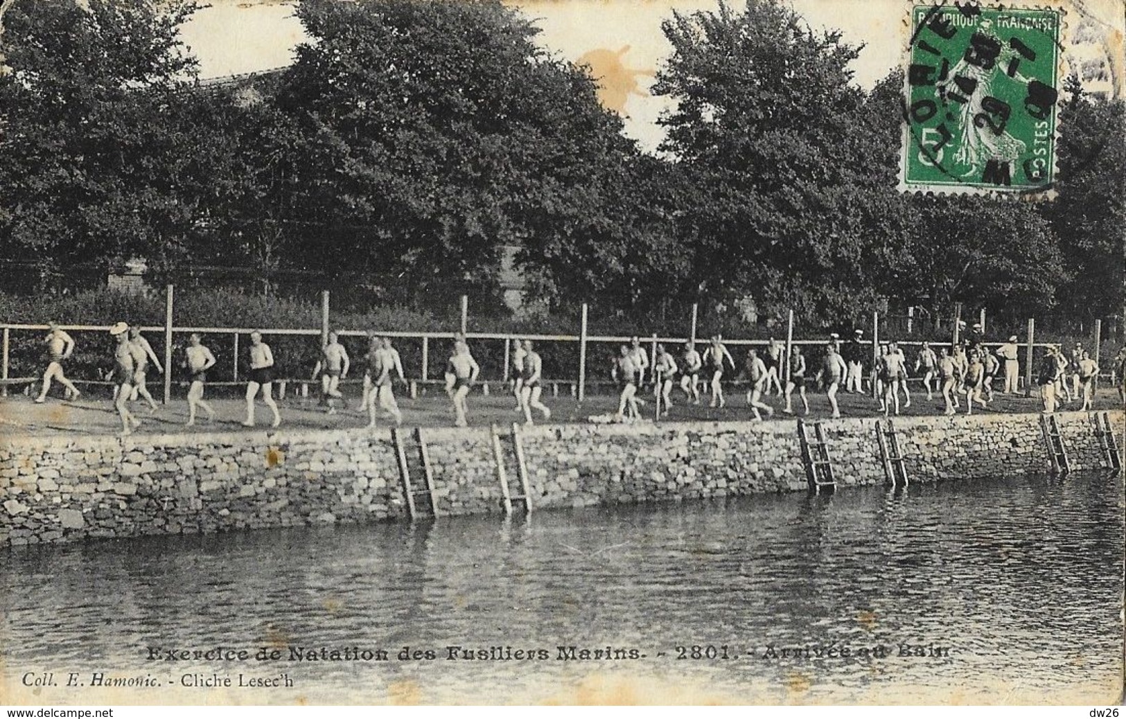 Exercice De Natation Des Fusiliés Marins: Arrivée Au Bain - Collection E. Hamonic - Natación