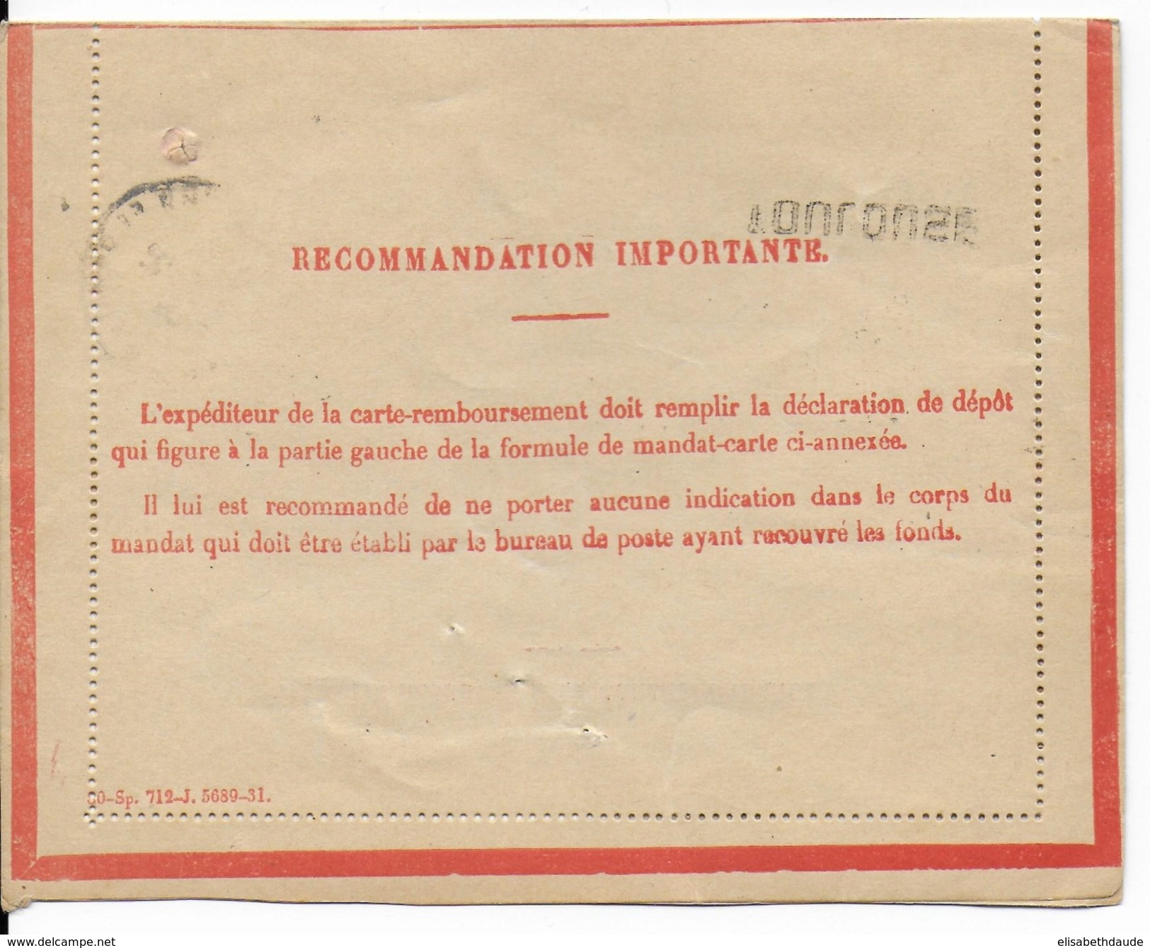 1934 - PAIX PERFORE "CIMA" Sur CARTE RECO CONTRE REMBOURSEMENT De TOULOUSE Avec TAXE => CASTELMAYRAN - Andere & Zonder Classificatie