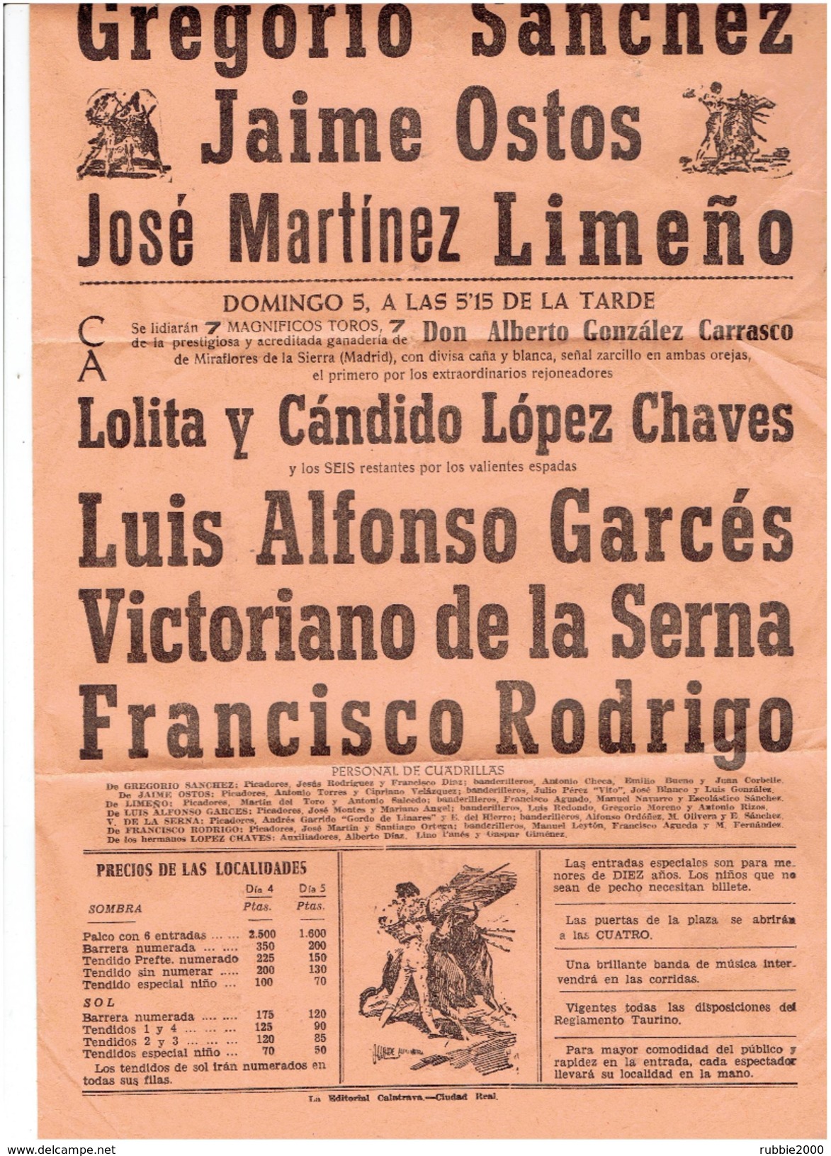 CORRIDA DE TAUREAU EN 1963 A PUERTOLLANO GRANDE FERIA DE MAI TORERO TOREADOR ARENE - Other & Unclassified