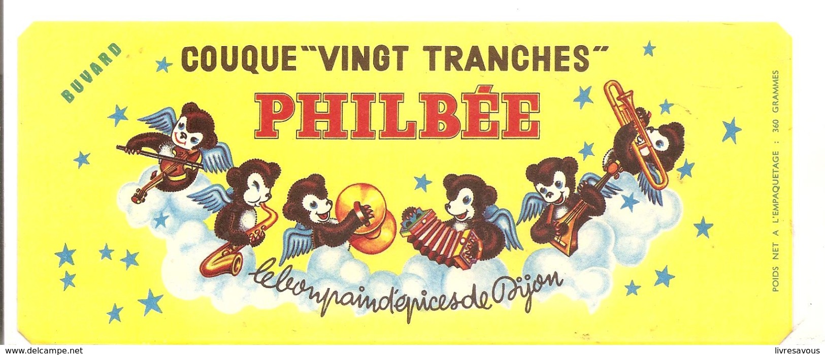 Buvard Pain D´épices Couque Vingt Tranches PHILBEE Le Bon Pain D´épices De Dijon. Les Petits Ours Font De La Musique - Pain D'épices