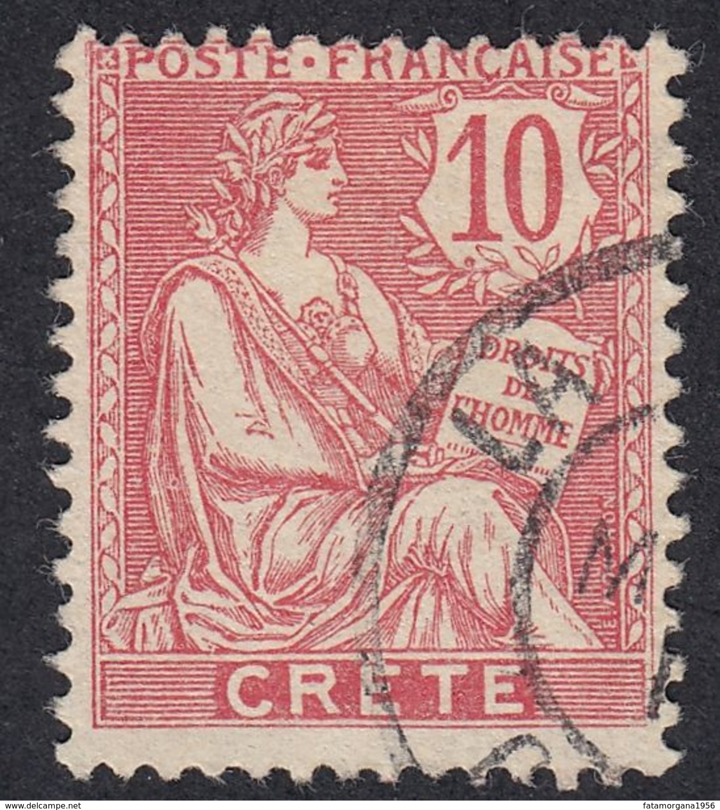 FRANCE Francia Frankreich (colonie) - 1902/1903 - Crète (Creta) - Yvert 6, Obliterato, 10 Cent. - Oblitérés