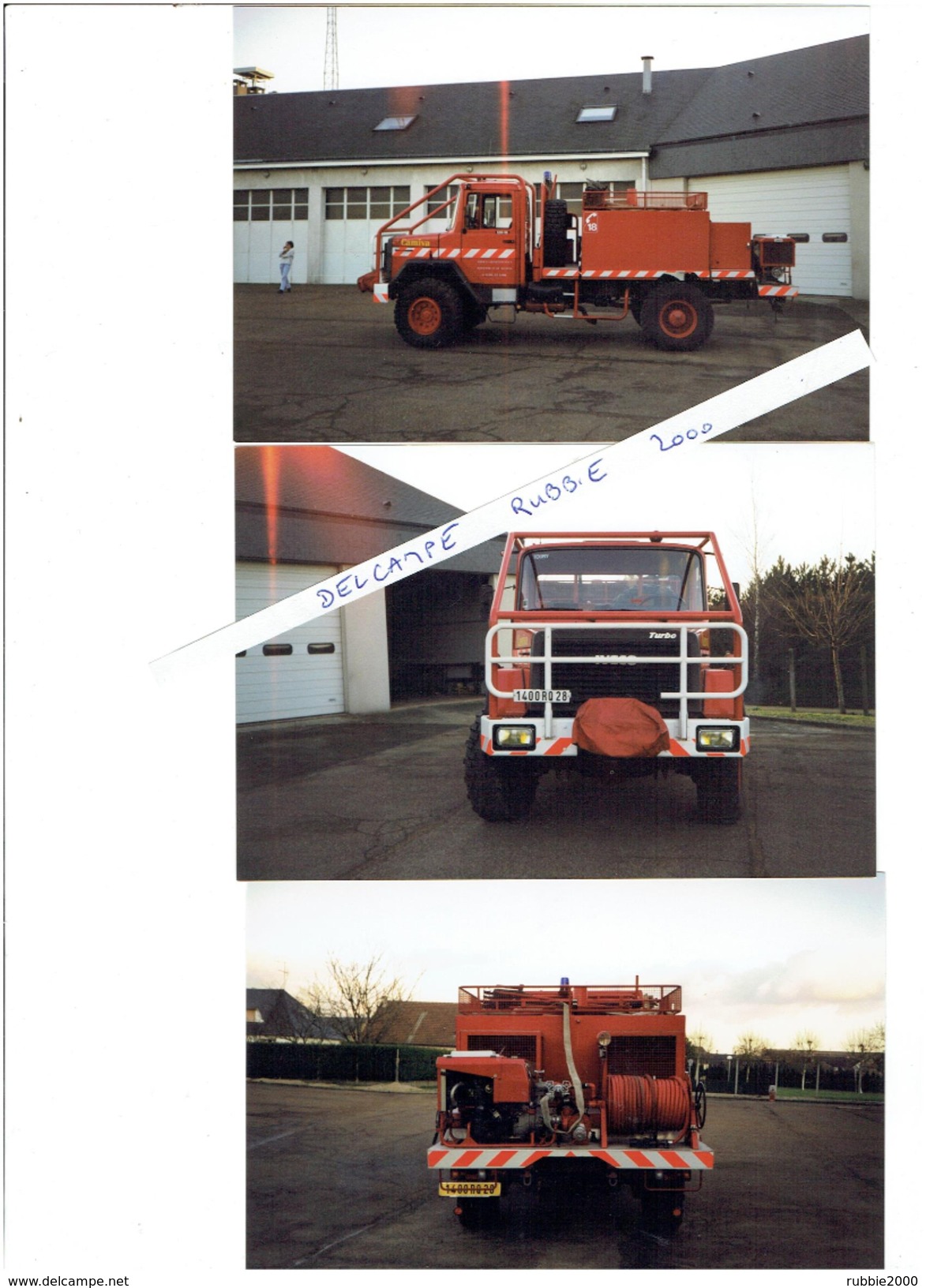 LOT 8 PHOTOS CAMION POMPIER 1999 IVECO TURBO CAMIVA 120 16 SERVICE DEPARTEMENTAL SECOURS INCENDIE D EURE ET LOIR - Pompiers