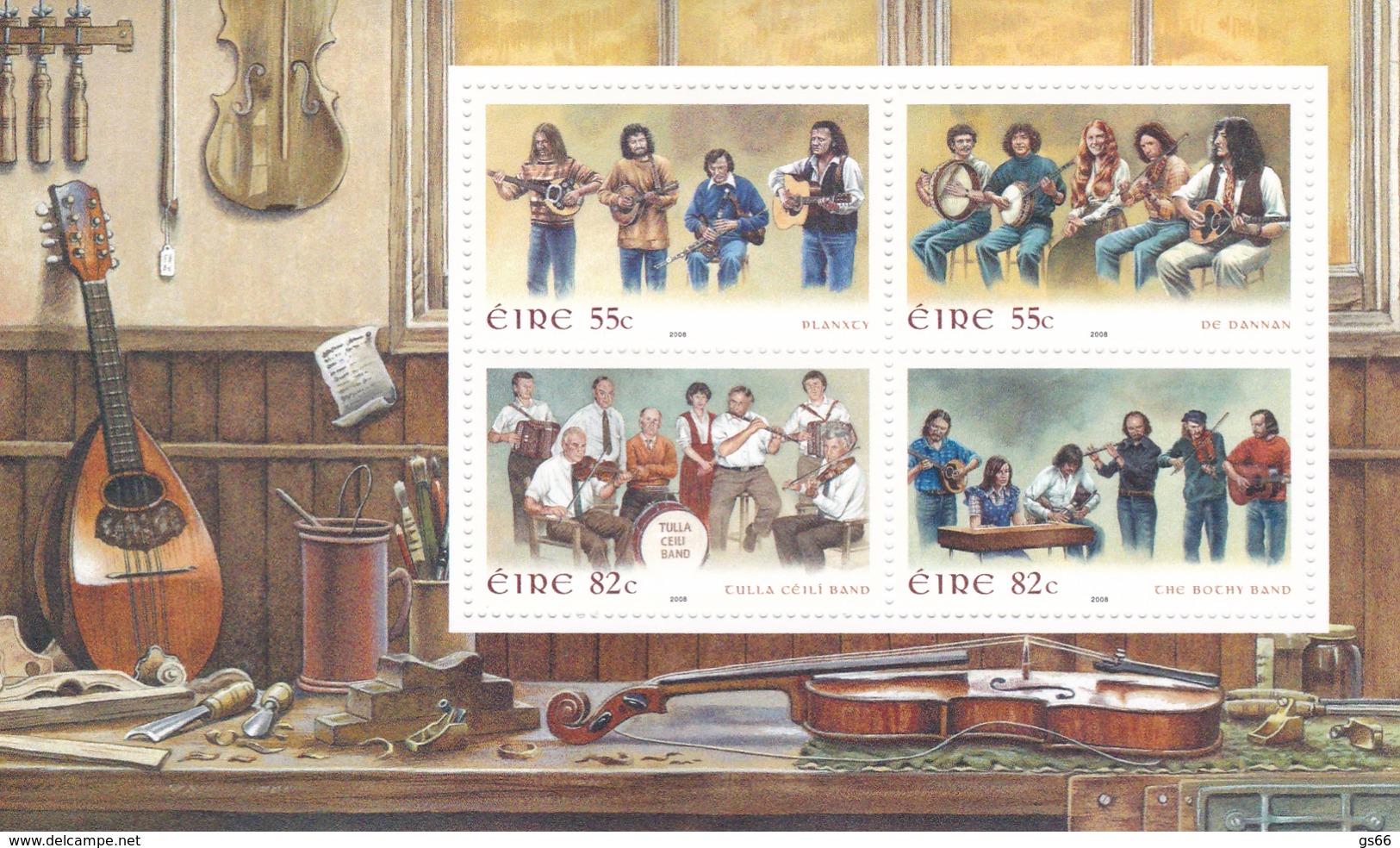 2008, Irland, 1847/50 Block 75, Irische Musikgruppen. MNH **, - Blocchi & Foglietti