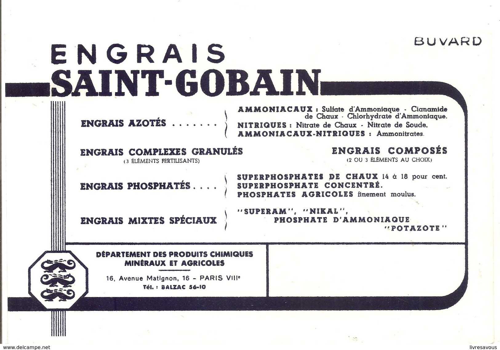 Buvard SAINT GOBAIN Engrais SAINT GOBAIN Engrais Azotés - Agriculture