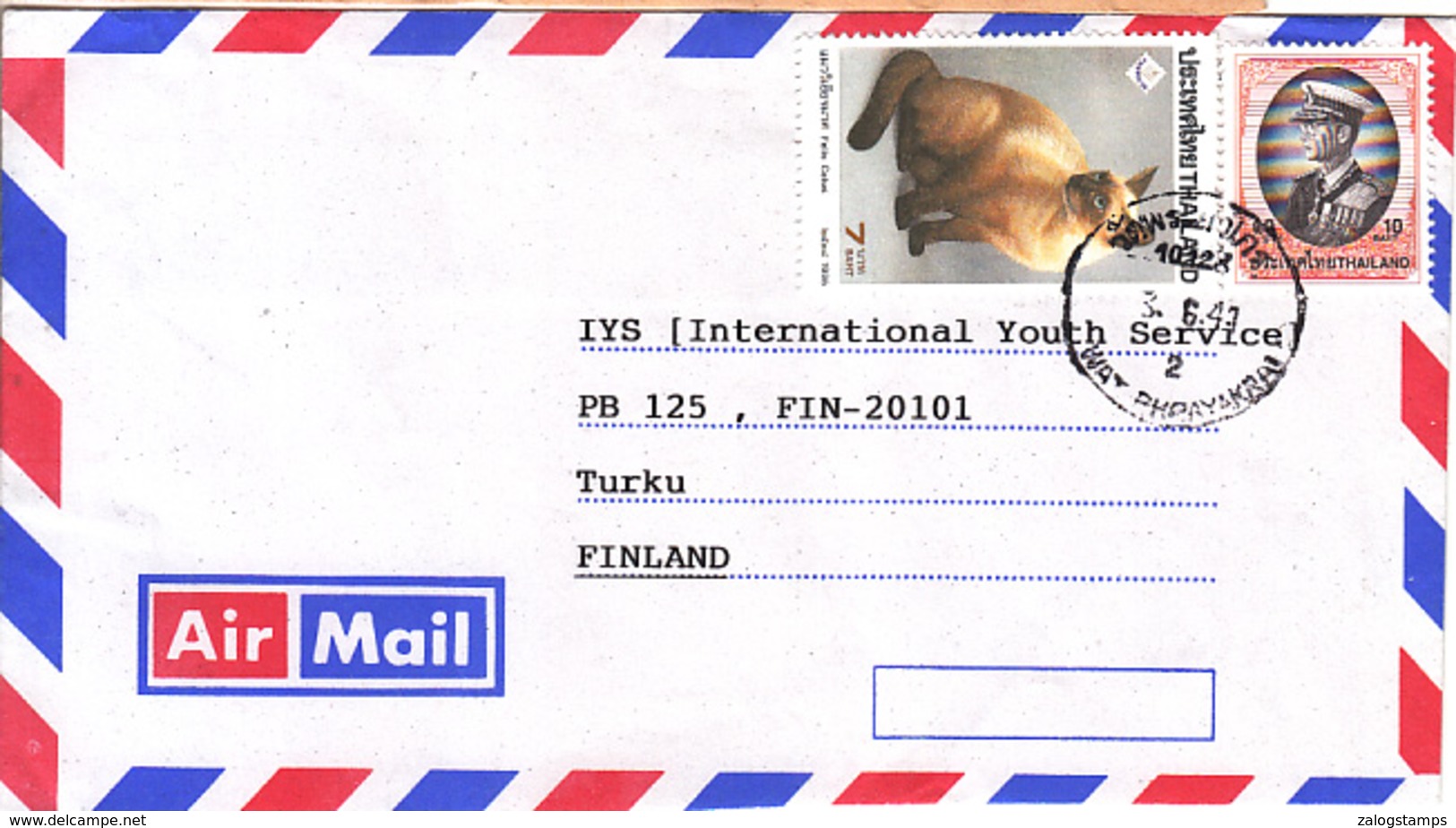 Thiland Airmail Cover To Finland, Animal Cat   (Z-2731) - Thailand