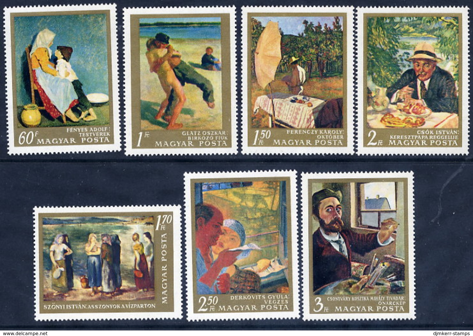 HUNGARY 1967 20th Century Paintings Set MNH / **.  Michel 2370-76 - Neufs