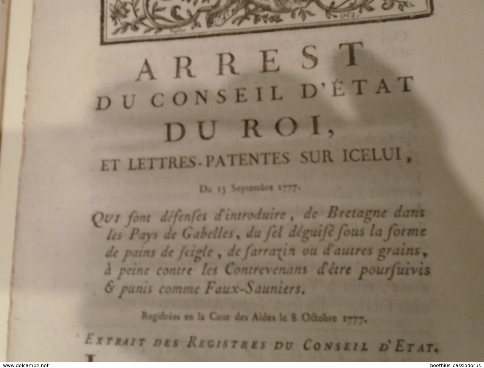 GABELLE GABELLES EDIT LETTRES-PATENTES ARRÊT 2 PIECES 1681 et 1777