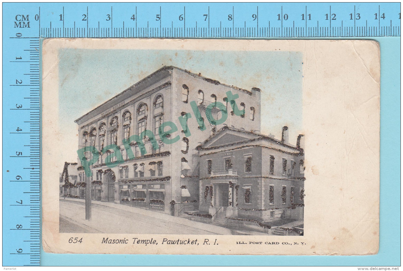 Pawtucket R.I. USA  -Masonic Temple, Undivide   - 2 Scans - Pawtucket