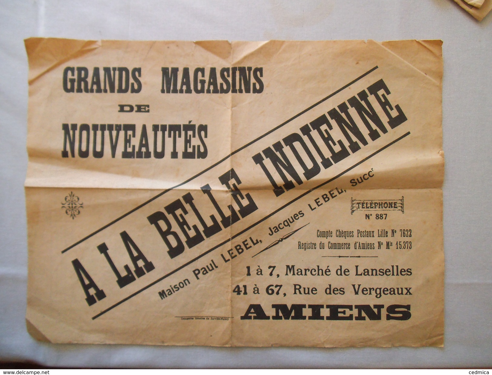 AMIENS A LA BELLE INDIENNE JACQUES LEBEL LES AVENTURES DE PEAU-DE-NAVET IMAGERIES REUNIES DE JARVILLE-NANCY - Publicités