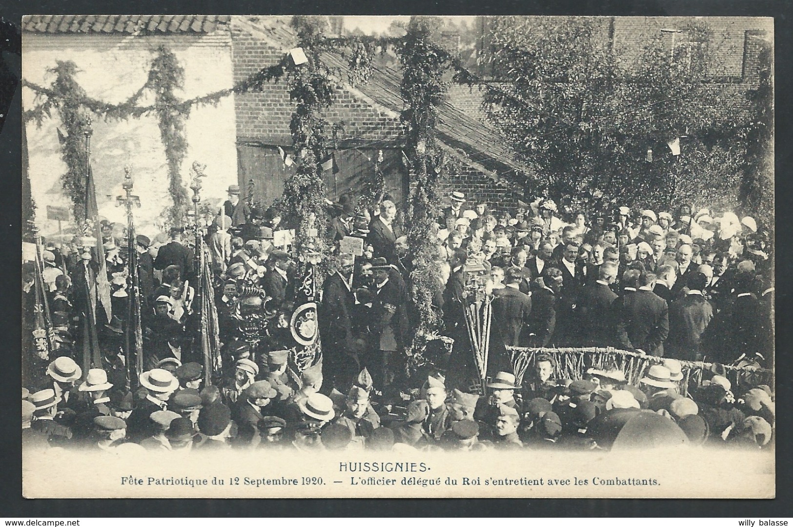 +++ CPA - HUISSIGNIES - Fête Patriotique 1920 - L'Officier Délégué Du Roi S'entretient Avec Les Combattants - 1/5  // - Chievres